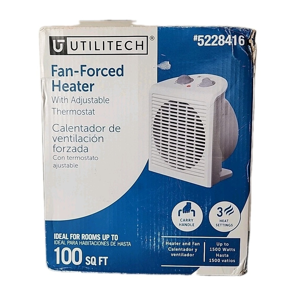 Utilitech Fan-Forced Heater 1500-Watt Utility Compact Personal Indoor Adjustable